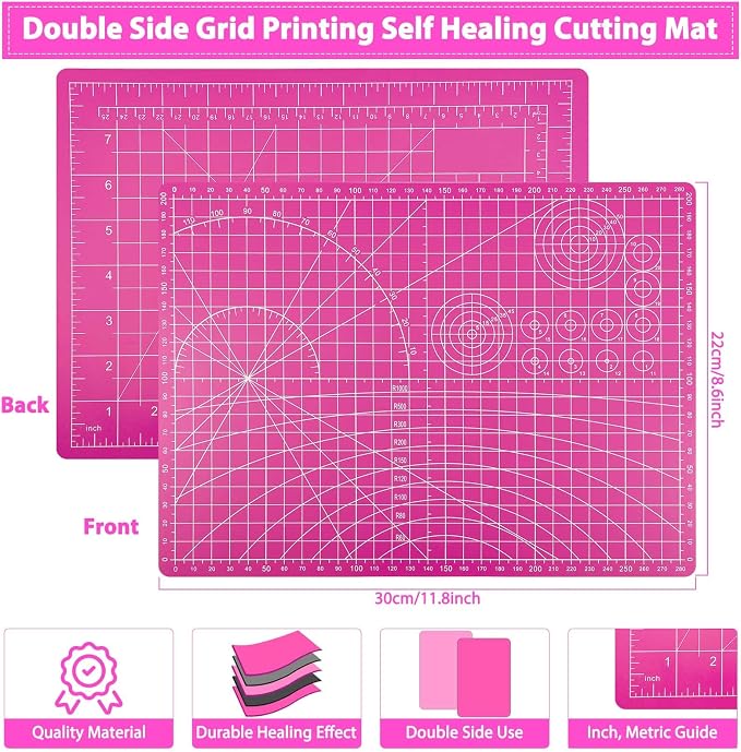 Rotary Cutter and Mat Set, Audab Self Healing Sewing Mats Shirt Cutter 45mm - Image 5