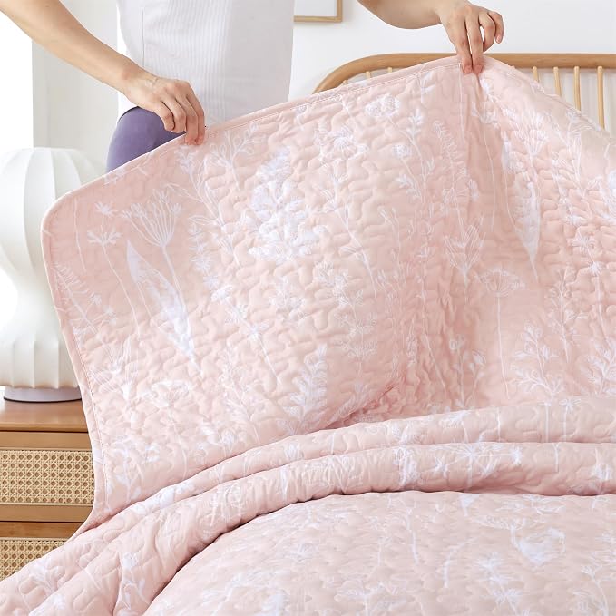 JANZAA Quilt King Size Blush Quilt Botanical - Image 7