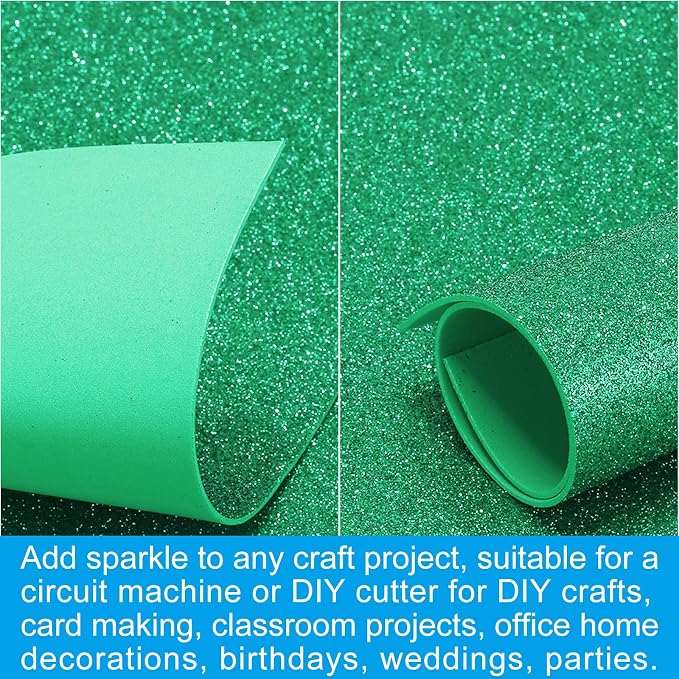 PATIKIL Dark Green Shiny EVA Glitter Foam Sheet 11 x 8 Inch 2mm Thick Sparkle - Image 5