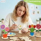 24 PCS Wooden Flower Crafts to Paint, Unfinished Wooden Flowers Spring Slices - Image 5