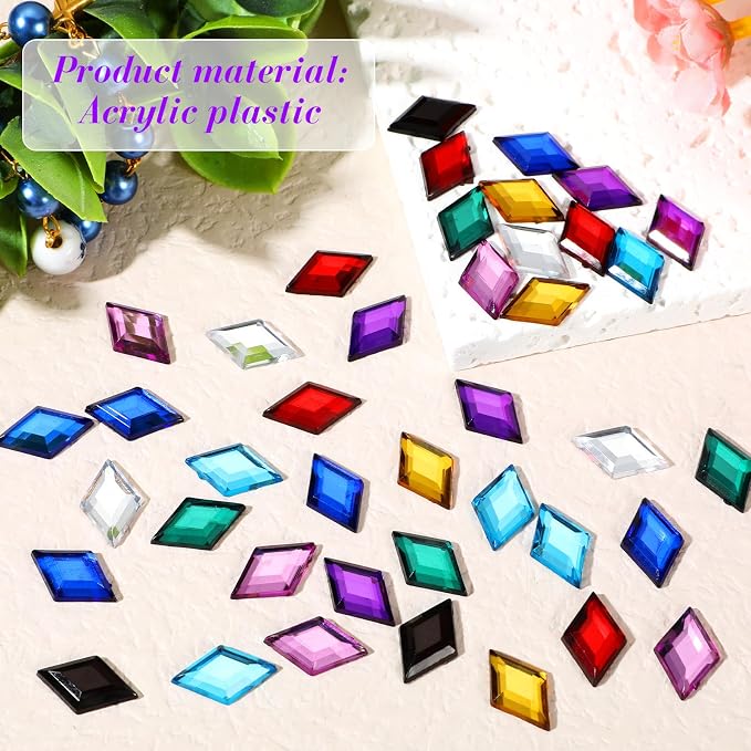 100 Pcs Flat Back Diamond Acrylic Crystal Rhinestones Plastic Gems - Image 3