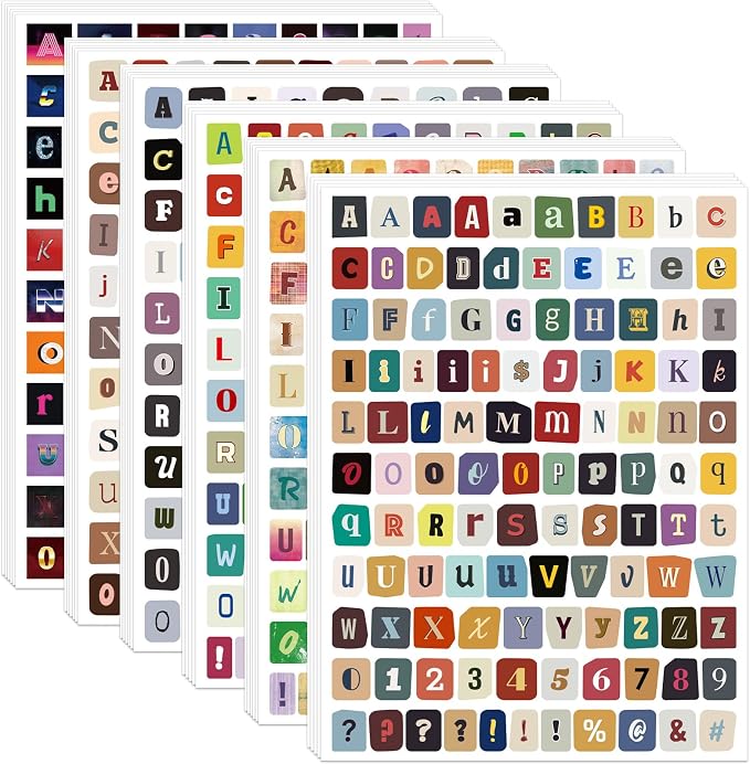 3912 Pcs Letter Stickers for Scrapbook Supplies, Vintage Alphabet Stickers | 36 by Gretion
