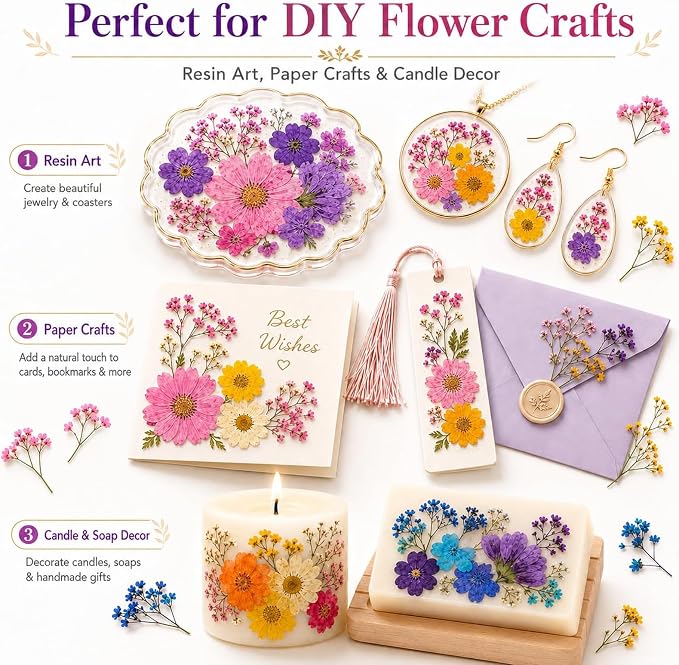 210 pcs Dried Flowers for Resin, Natural Flowers and Leaves Kit - Image 7
