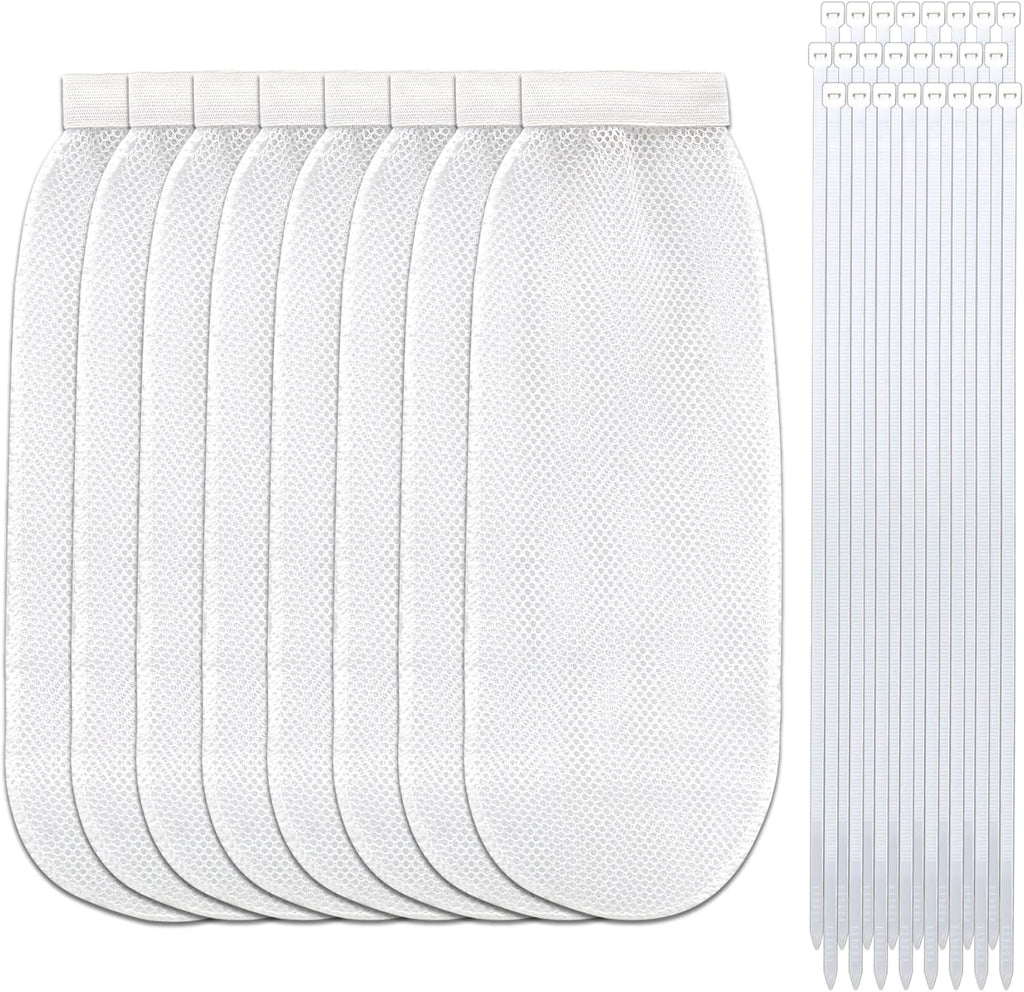 32-Piece Lint Trap and Cable Ties Set for Washing Machine, Includes 8 Nylon Mesh Lint Traps and 24 Cable Ties, Easy and Effective Lint Filtration (White)