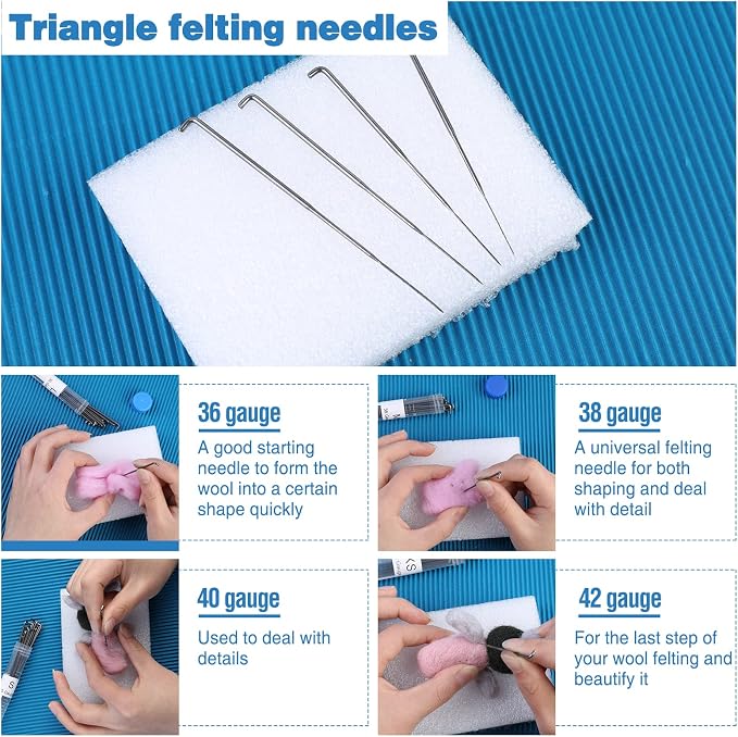 WONVOC 104 Pcs Felting Needles Set, Needle Felting Tool Kit, 4 Sizes &Types - Image 5