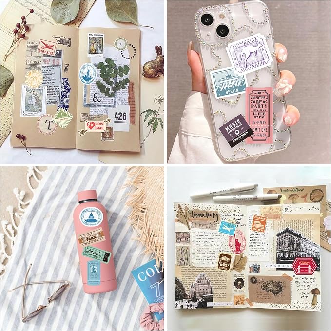 Prstincol 300 Pcs Vintage Travel Stickers Ticket Stickers - Image 3