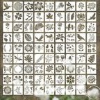 80 Pcs 3 Inch Small Nature Stencils, Reusable Flower Bird Butterfly Templates by Unknown