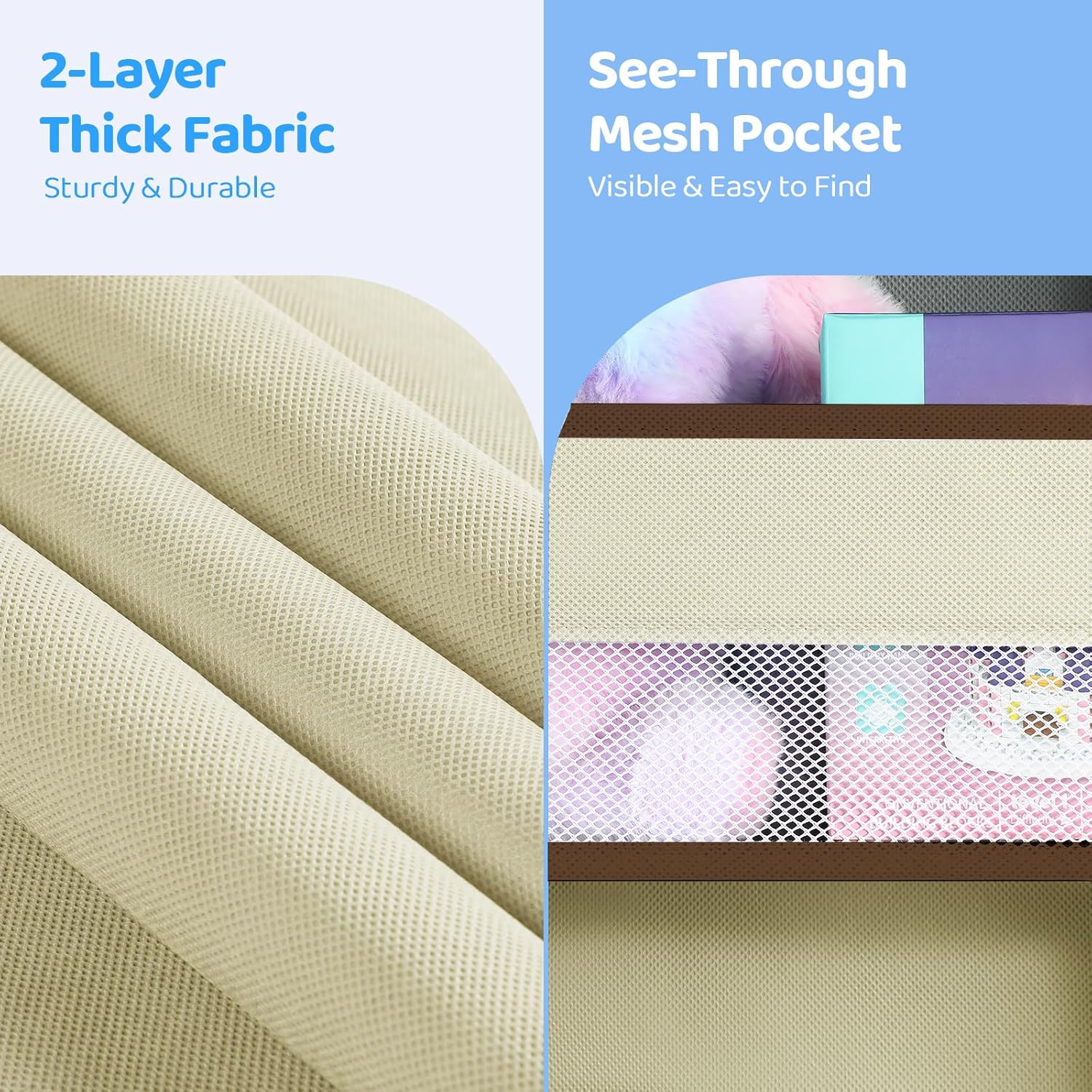 Yecaye 2 Pack 4 Tier Over the Door Organizer, Foldable Portable Baby Essentials for Stuffed Animal Storage - Multi-purpose Bathroom Closet Organizers and Storage for Kids Newborn Baby Stuff Beige