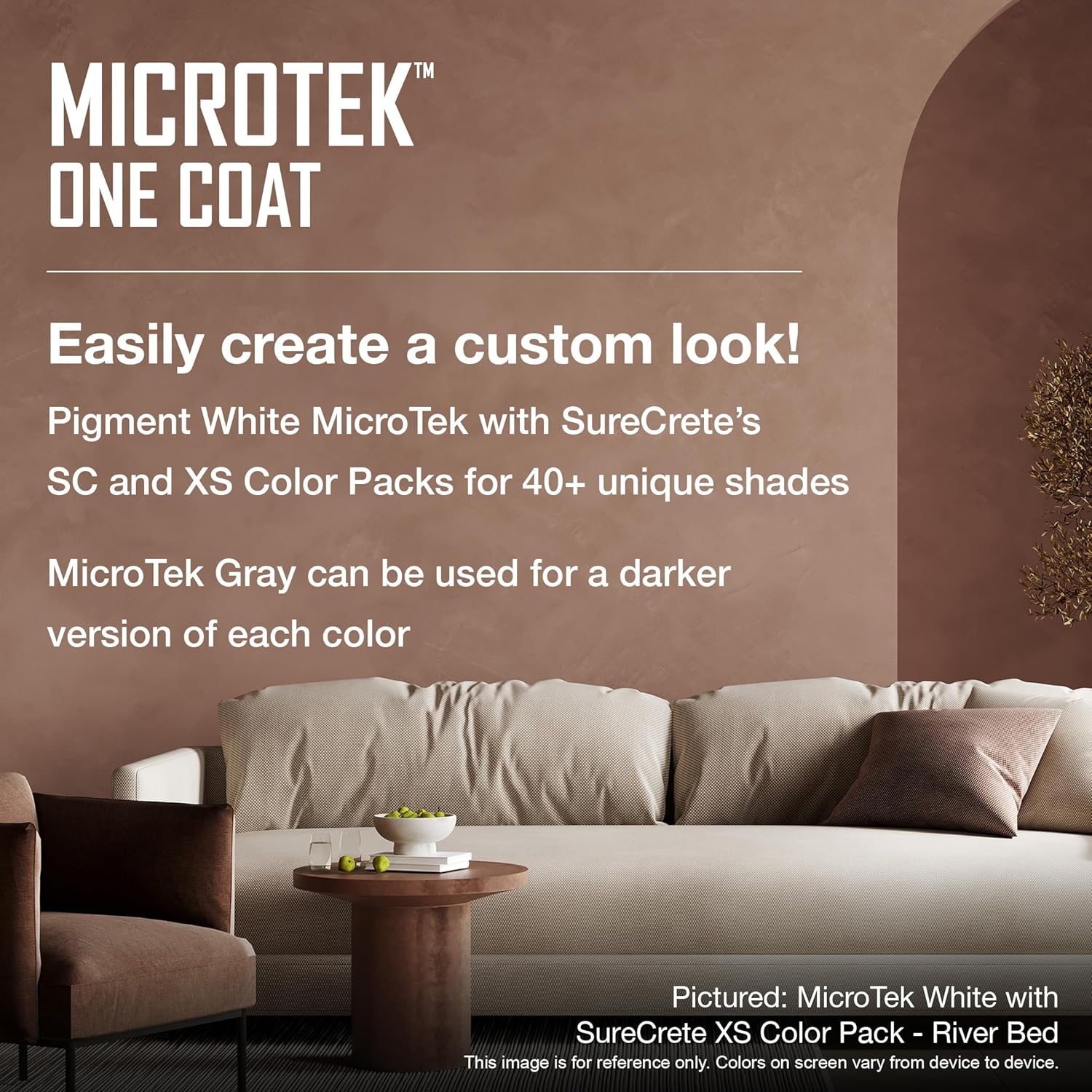 SureCrete MicroTek One Coat | Gray | 40 lb Bag | Microcement Overlay for Interior & Exterior Walls, Bathrooms, Fireplace Surrounds & Floors