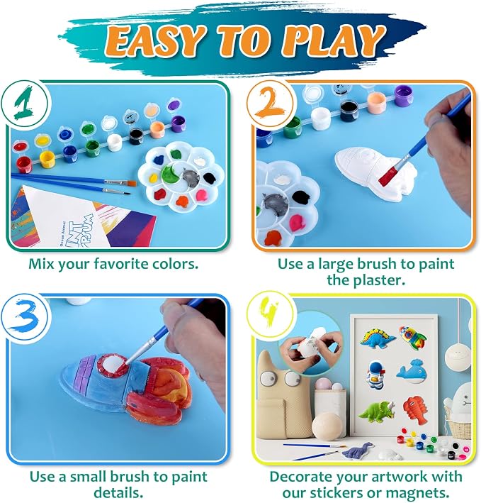 Juboury Kids Arts and Crafts Plaster Painting Craft Kit Art Set - Image 7