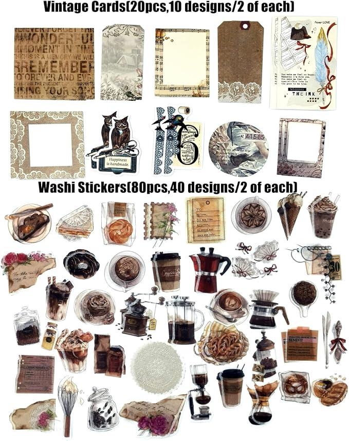 Esweny 260PCS Vintage Journaling Scrapbooking Supplies Scrapbook Sticker Paper - Image 5