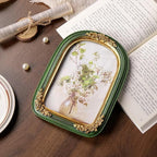 Cuspin Vintage 5x7 Picture Frame Green and Gold Frames, Ornate Arch Picture - Image 2