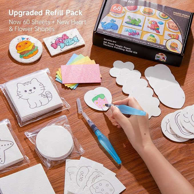Shuttle Art 68 Pcs Magic Foam Texture Painting Refill Paper Kit - Image 4