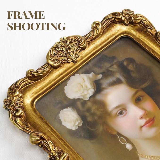 Cuspin Vintage Picture Frame 6x8 Gold Frames, Ornate Floral Resin Photo Frame - Image 4