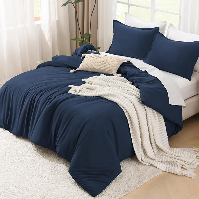 Litanika Navy Blue Oversized King Comforter Set Super King Plus Size, 3 Pieces - Image 4