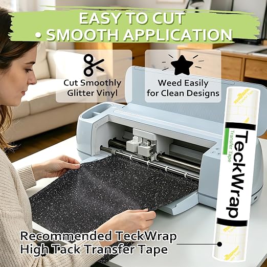 TECKWRAP Black Glitter Vinyl Permanent – Shimmer Vinyl Adhesive Vinyl Roll 1ft - Image 6