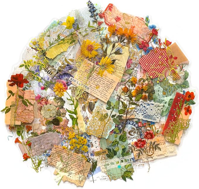 180PCS Gold Foil Vintage Botanical Flower Scrapbook Stickers, Craft Supplies by YOKSAS