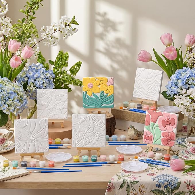 JellyArch 6 Set 3D Flowers Ceramic Painting Kit Ready to Ceramics Make Your Own - Image 3