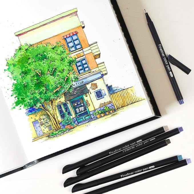 24 Fineliner Pens Set 0.4mm Ultra Fine Tip Drawing Markers - Image 5