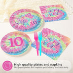 96Pcs Tie Dye 10th Birthday Party Decorations - Image 4