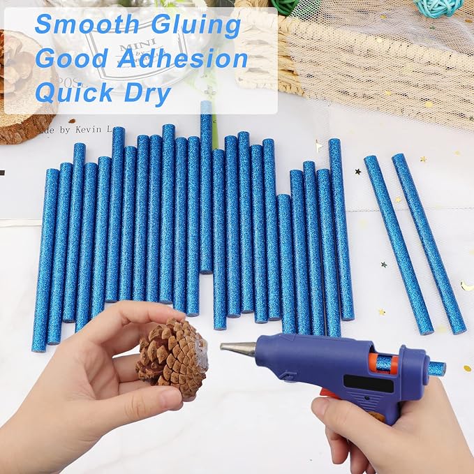 Manarty Glitter Sapphire Blue Hot Glue Stick, Adhesive EVA Glue Sticks - Image 4