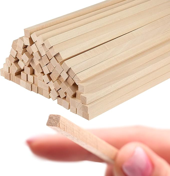 40PCS Square Basswood Dowel Rods 12 Inch – Unfinished Wood Dowels 1/4 Inch x 12 by YARRDLLC