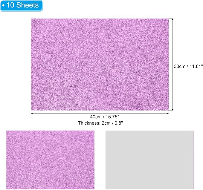 PATIKIL Lavender Shiny EVA Glitter Foam Sheet 16x12 Inch 2mm Thick - Image 2