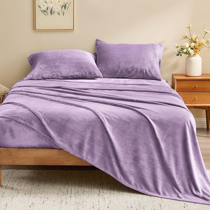 BEDELITE Flannel Sheets Twin Size Lavender - Image 2