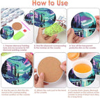 ijbnhd 8 Pcs Aurora Diamond Art Coasters Kits Landscape 4x4 inch | Diamond - Image 6