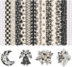 Black and Ivory Permanent Adhesive Vinyl 12 Sheets 12'' x 10'' | White Boho by CraftingEveryday
