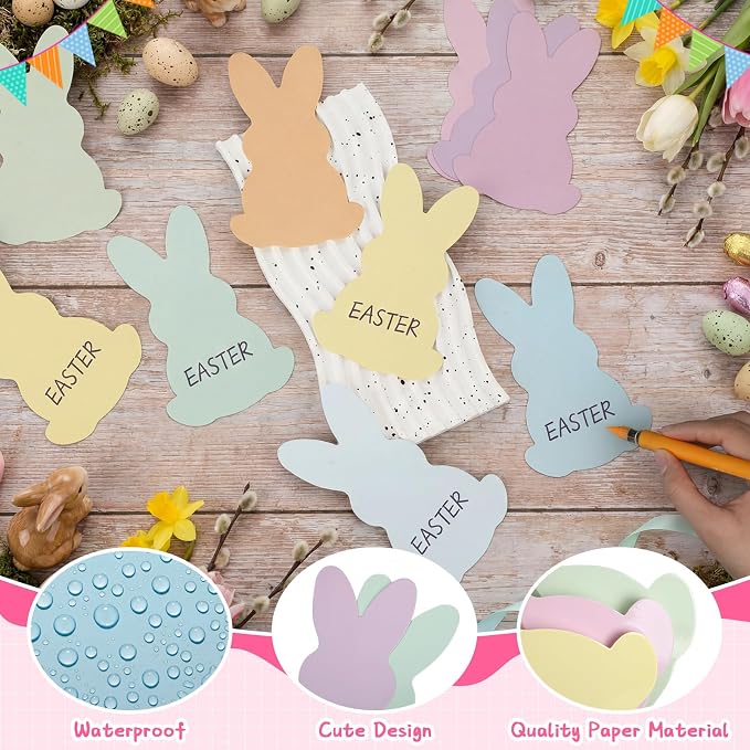 Funrous 80 Pcs Easter Bunny Cutouts Pastel Rabbit Shape Paper Cutouts Easter - Image 5