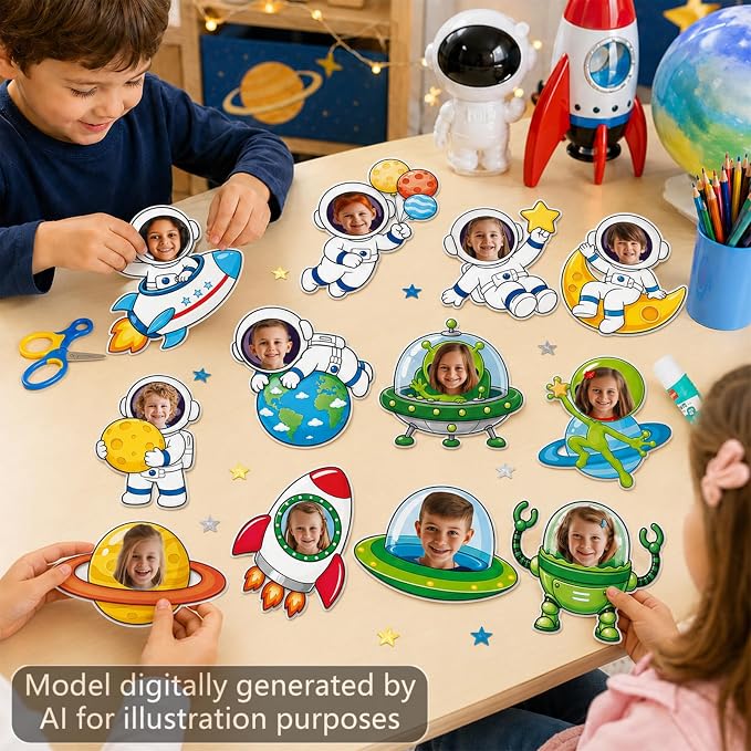 120pcs Outer Space Theme Cutouts Back to School Bulletin Board Decorations - Image 4