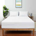 California King Size Striped Fitted Sheet Only White Color, 100% Egyptian by ShunjieHome