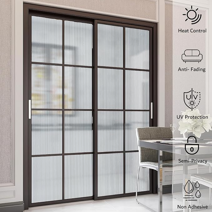 VELIMAX Reeded Glass Privacy Film, Frosted Window Vinyl, 3D Decorative Window - Image 8