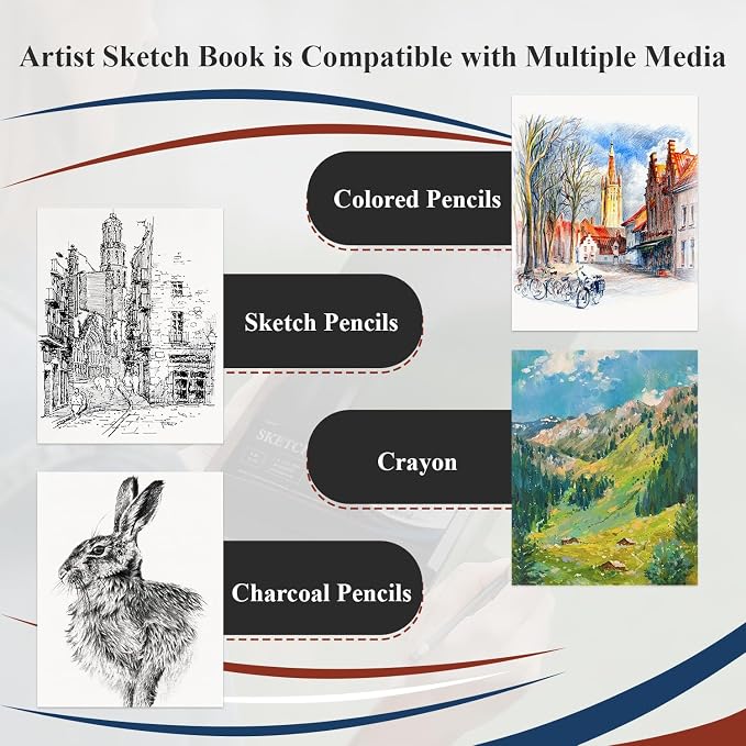 Ankkol 9x12 Sketch Book, Top Spiral Bound Sketchbook, 100 Sheets_68lb/100gsm | - Image 7