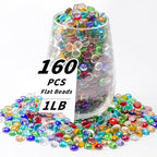 1 LB Mixed Color Flat Glass Beads, 160-180PCS Small Glass Marbles, Mini Flat by Foncomy