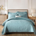 ROOMLIFE King Quilt Set Palm Leaves Pattern 3 PCS 100% Cotton Soft Breathable by ROOMLIFE