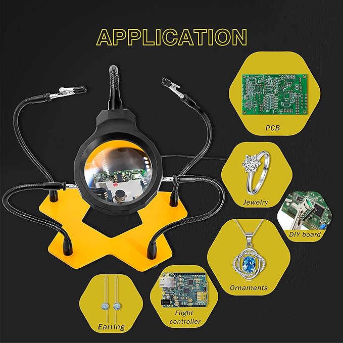 KOTTO LED Lighted Magnifying Third Hand Soldering PCB Holder Tool Five Arms - Image 6