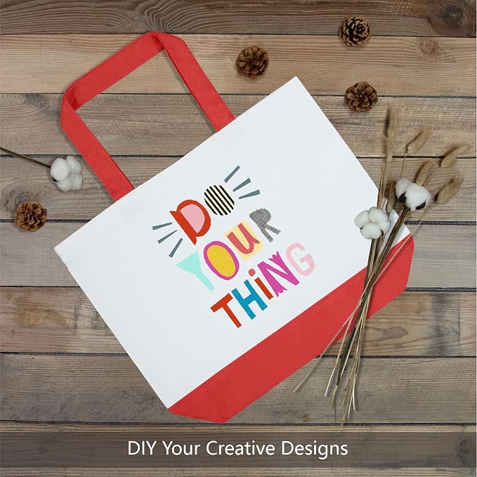 TOPDesign 3-Pack Super Strong Large 12oz Cotton Canvas Tote Bags, Reusable - Image 3