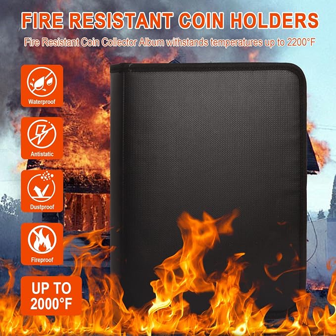 Fireproof Coin Collection Book for Collectors, 400 Pockets Coin Collecting - Image 4