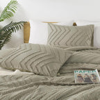 Andency Oatmeal Comforter Set Full Size, Boho Soft Warm Tufted Bedding - Image 3