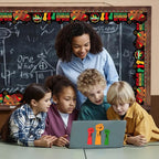 69 Feet Black History Month Bulletin Board Scalloped Kente Borders Classroom - Image 5