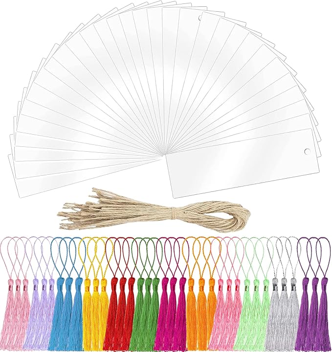 Acrylic Blank Bookmark, BetterJonny 30Pcs Clear Craft Book Markers by BetterJonny