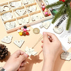54 pcs Mixed Styles Wedding Theme Unfinished Wooden Cutout Charms Ring Heart - Image 5