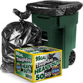 ToughBag 95-96 Gallon Trash Bags Heavy Duty, Black Garbage Bags (50 COUNT) Extra Large 90, 95, 96, 100 Gallon Can Liners - Made In USA