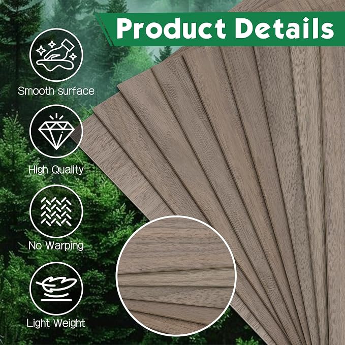 18 Pack Walnut Plywood Sheets 12x12x1/8 Inch, 3mm Plywood - Image 3