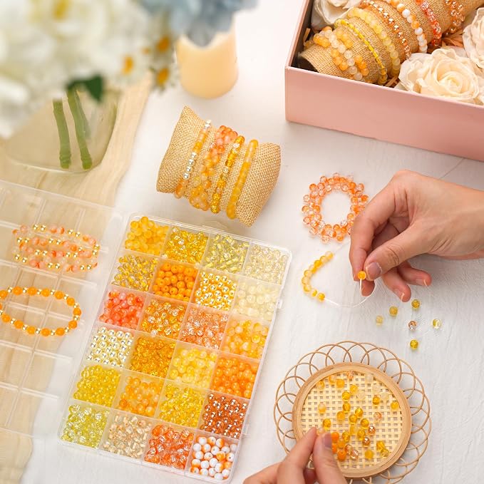 1200PCS 6mm Glass Beads for Bracelets, Round Glass Beads for Friendship - Image 4