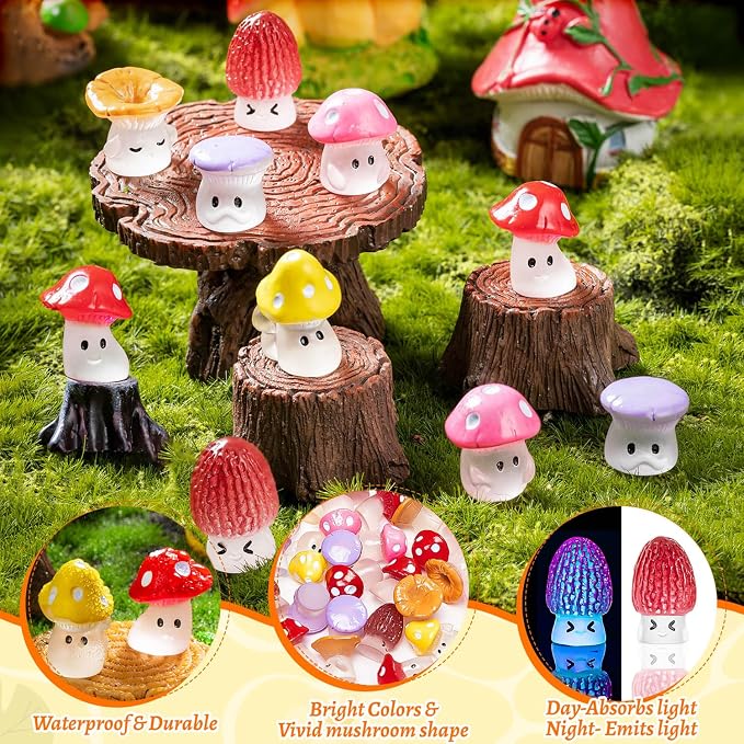 24pcs Mini Mushrooms Cute Resin Tiny Mushrooms Statue Fake Miniature Mushroom - Image 7