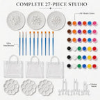 HuiBeans 3 Pcs DIY Floral Plaster Plate Painting Kit - Image 3