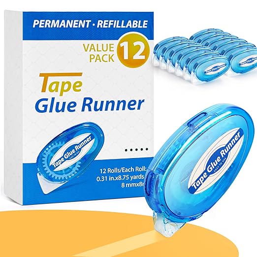 TMOL 12 Pack Scrapbook Tape, 26 Ft x 0.31 in Double Sided Tape Roller, by TMOLARTSUPPLIES